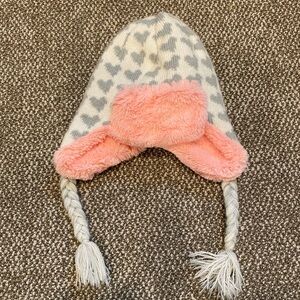 Pink and Gray Kids Earflap Hat